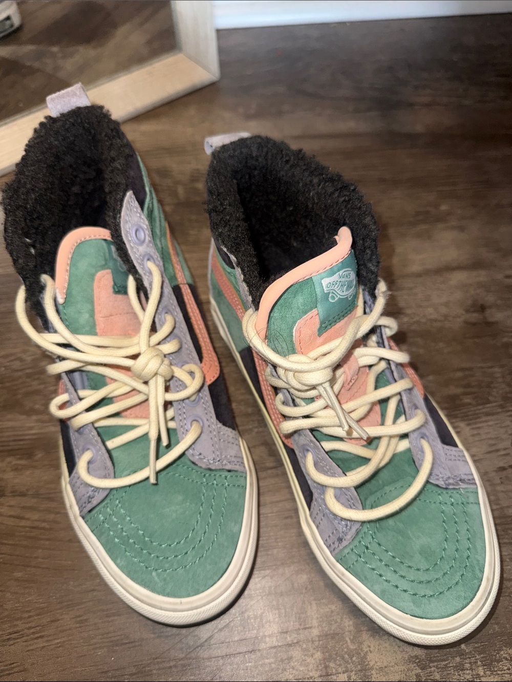 Vans Kids High-Top Sneakers in Green, Pink & Lavender